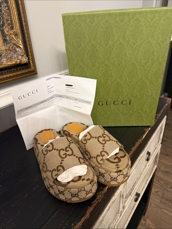 Gucci Shoes - Gucci Brown GG Canvas Slide Mules